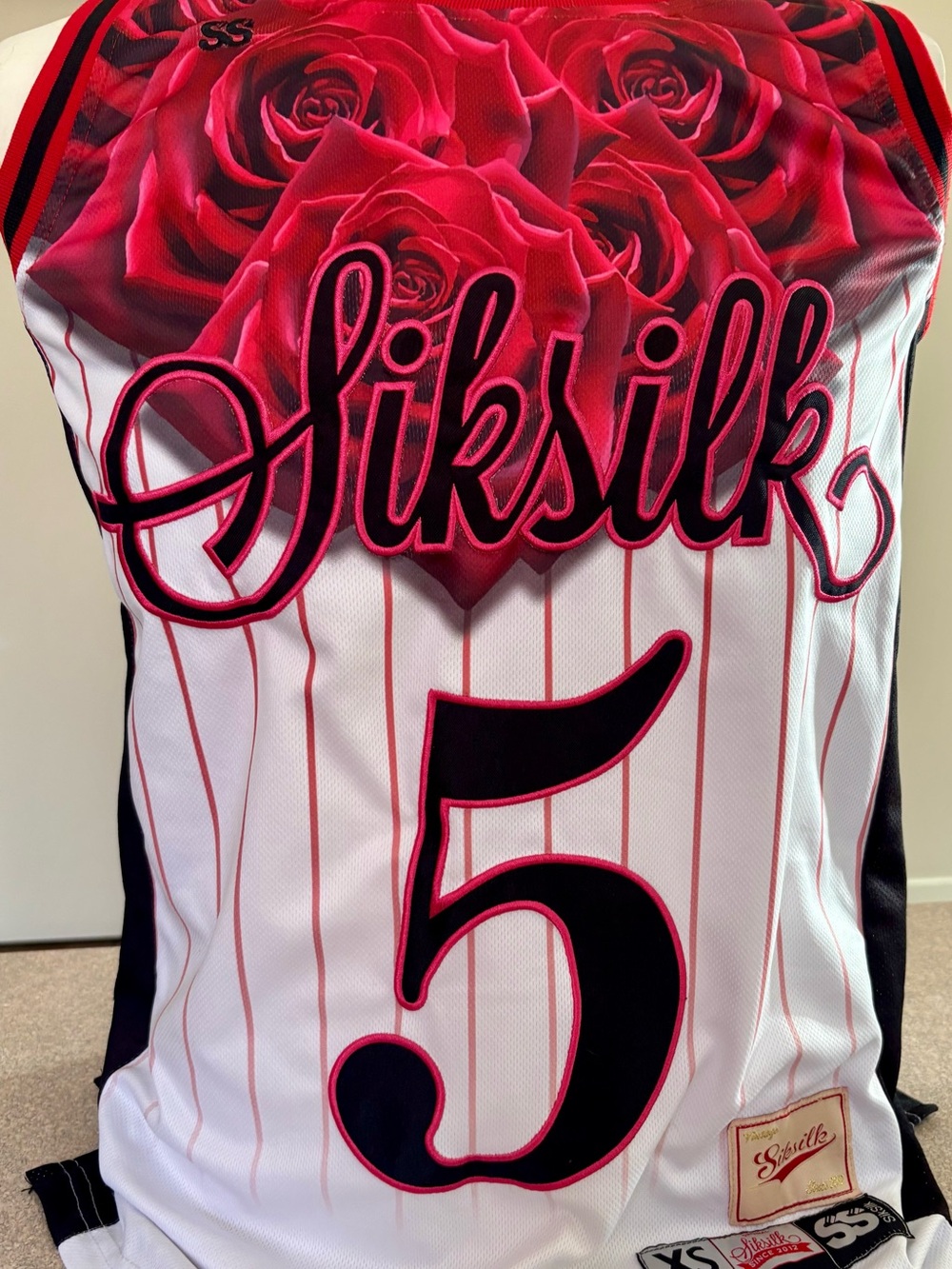 Rare SikSilk Rose Pinstripe Basketball Jersey / Tank Top (Size XS)